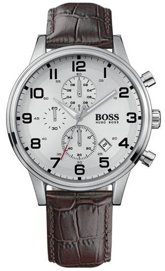 HUGO BOSS Muški ručni sat HB 1512447, Kvarcni mehanizam, Bijelo kućište, Smeđe boje