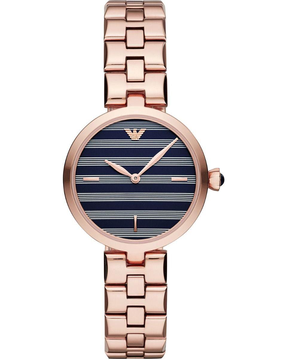 EMPORIO ARMANI Ženski ručni sat AR11220, Kvarcni mehanizam, Crno kućište, Rose gold