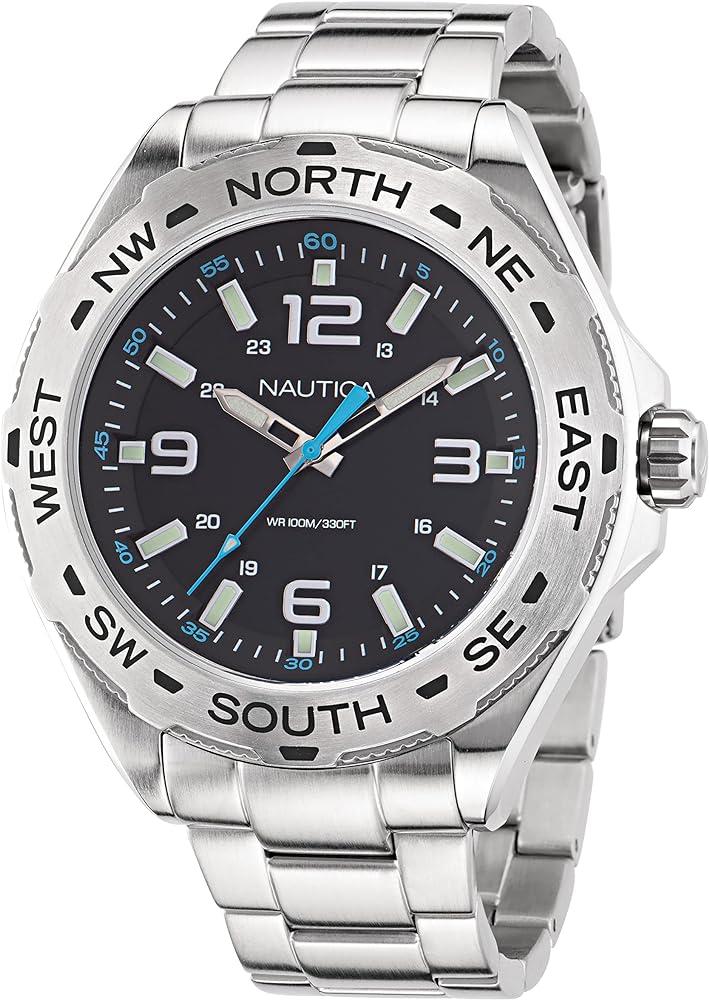 NAUTICA Muški ručni sat NAPCWS301, Kvarcni mehanizam, Teget kućište, Srebrne boje