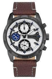 POLICE Muški ručni sat PEWJF2204702, Kvarcni mehanizam, Bijelo kućište, Smeđe boje