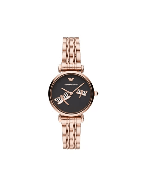 EMPORIO ARMANI Ženski ručni sat AR11206, Kvarcni mehanizam, Crno kućište, Rose gold