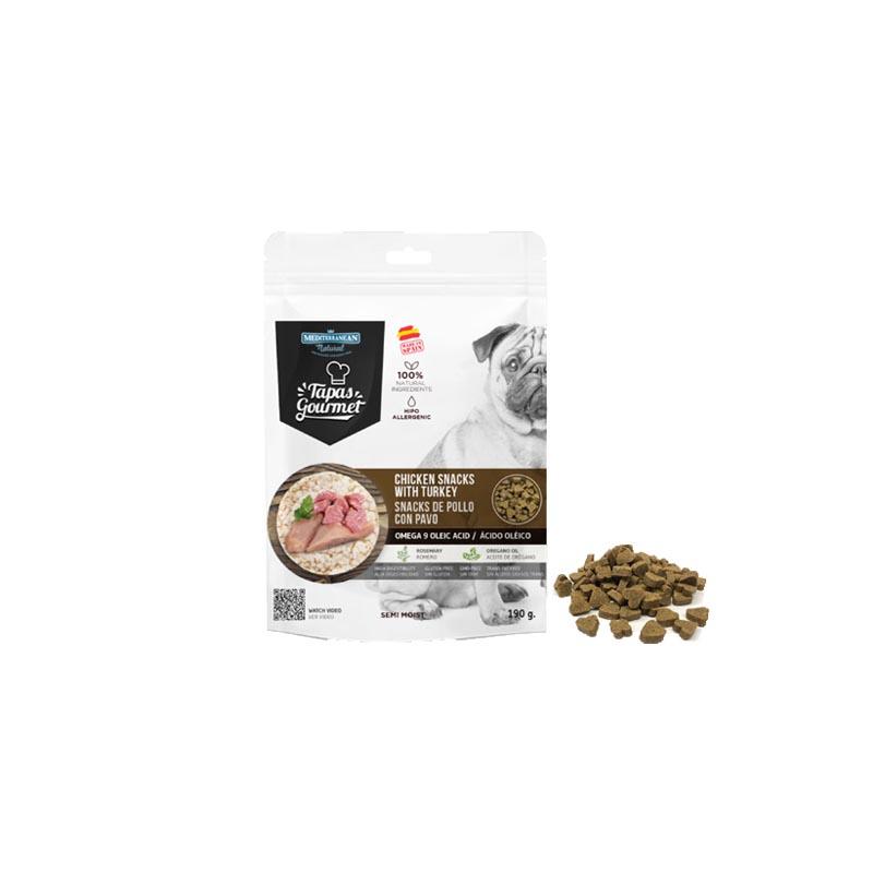 MEDITERANSKA PRIRODNA poslastica za pse s okusom piletine i puretine Tapas, 190g