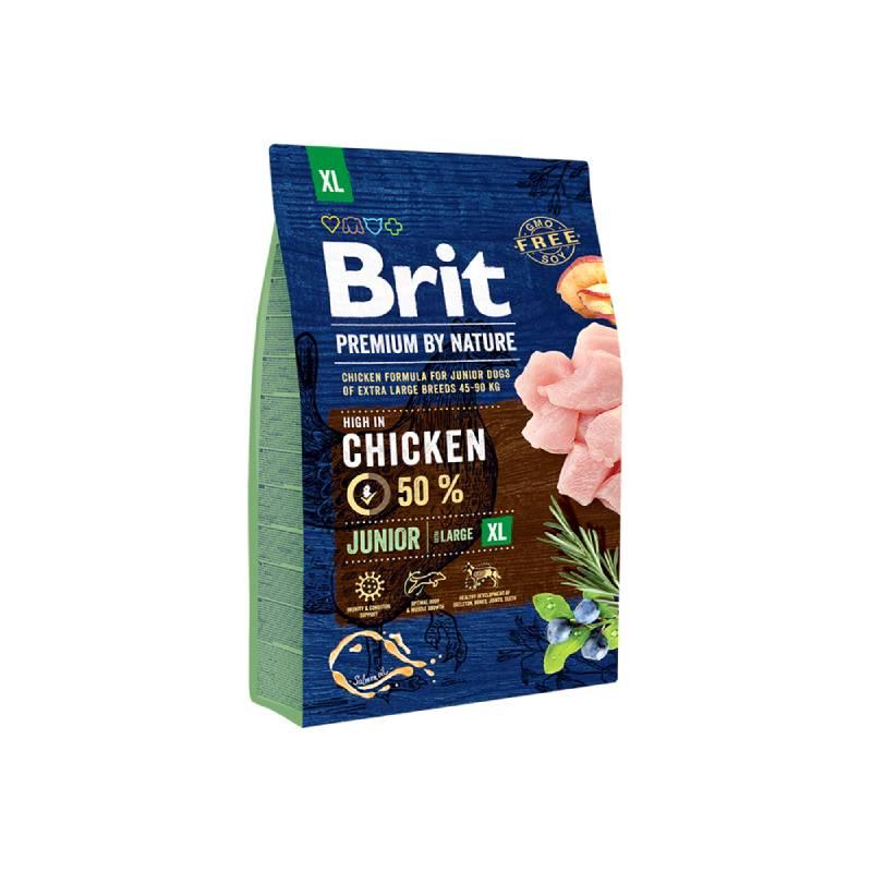 BRIT Suha hrana za štenad i mlade pse Premium by Nature, Junior XL, Piletina, 3kg