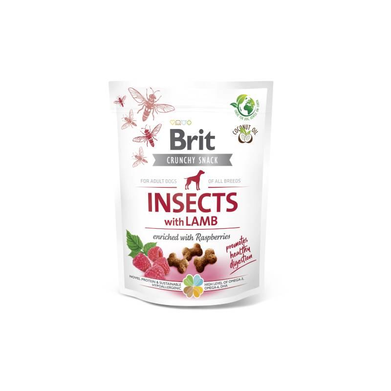 BRIT Hrskavi krekeri za pse s insektima i jagnjetinom obogaćeni malinama, 200g
