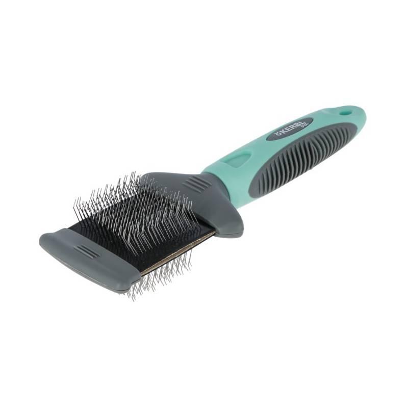 KERBL Dvostrana četka za pse, Tirkizno-siva