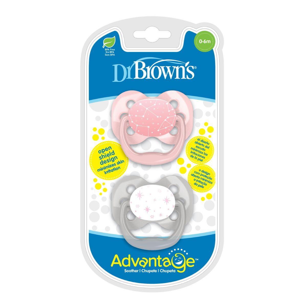 DrBrowns Silikonska varalica do 6m Advantage Laza Pink Zvijezde Pa12001, veličina 1, 2 komada, Roze
