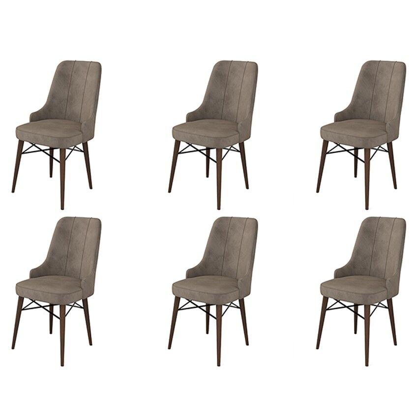 Hanah Home Pare set trpezarijskih stolica, 6 dijelova, smeđa boja