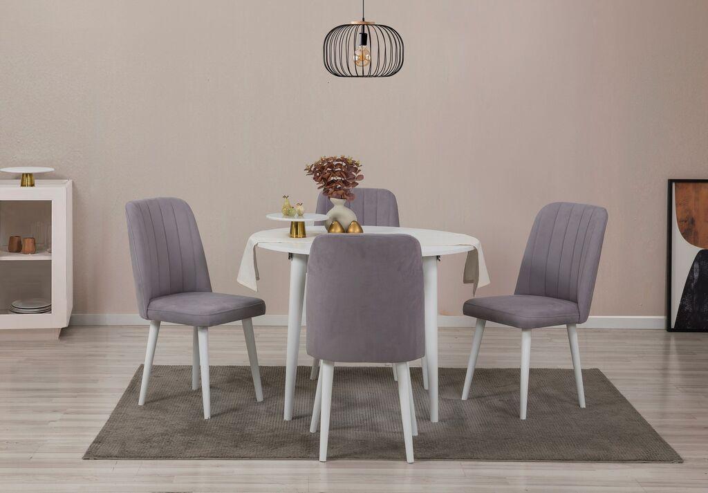 Hanah Home Set Trpezarijski sto i 4 trpezarijske stolice Vina 0701, Siva