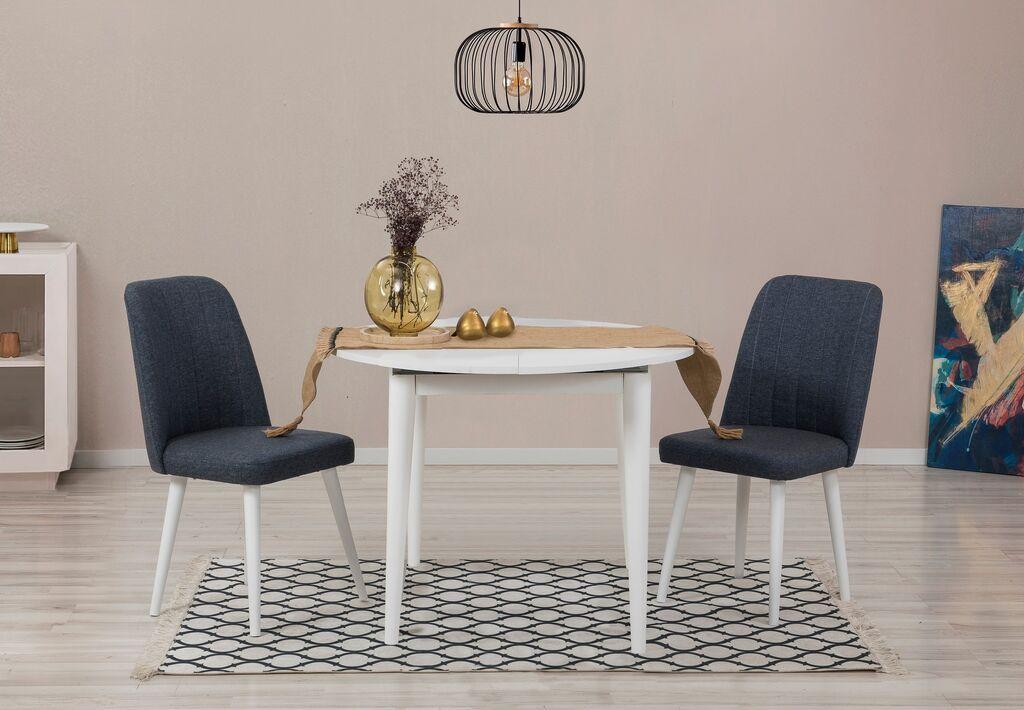 Hanah Home Set Trpezarijski sto i 2 trpezarijske stolice Vina 1048, Bijeli