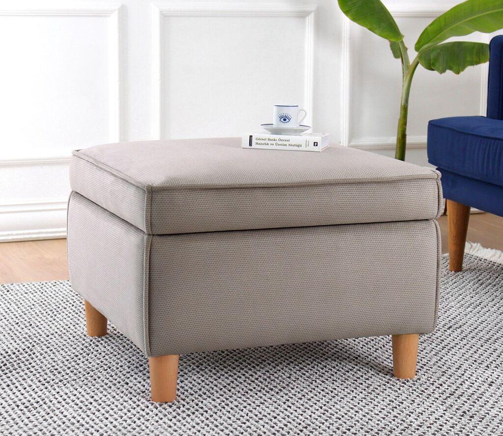Atelier del Sofa Tabure Roscen, 63x43x63cm, Svijetlosiva
