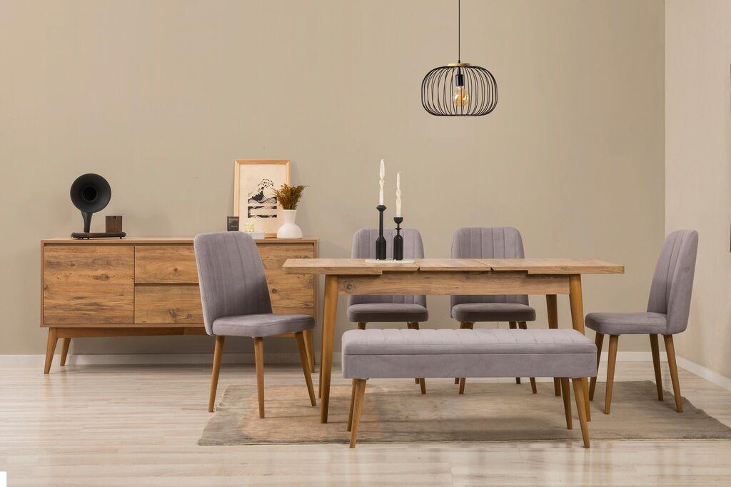 Hanah Home Trpezarijski set Vina klupa 03 0701, 7 dijelova, Siva