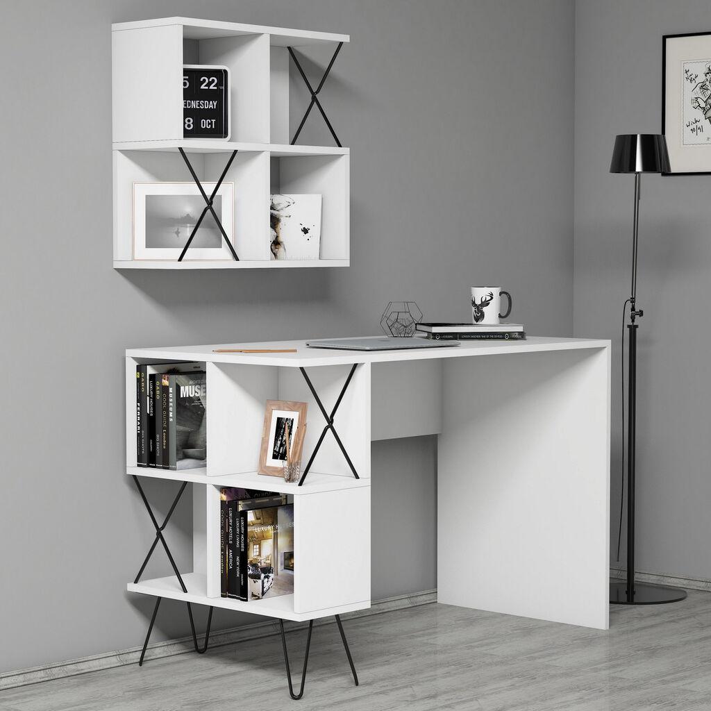 Hanah Home Radni sto sa policama Extra 2, 120x60x78.8 cm, Bijeli