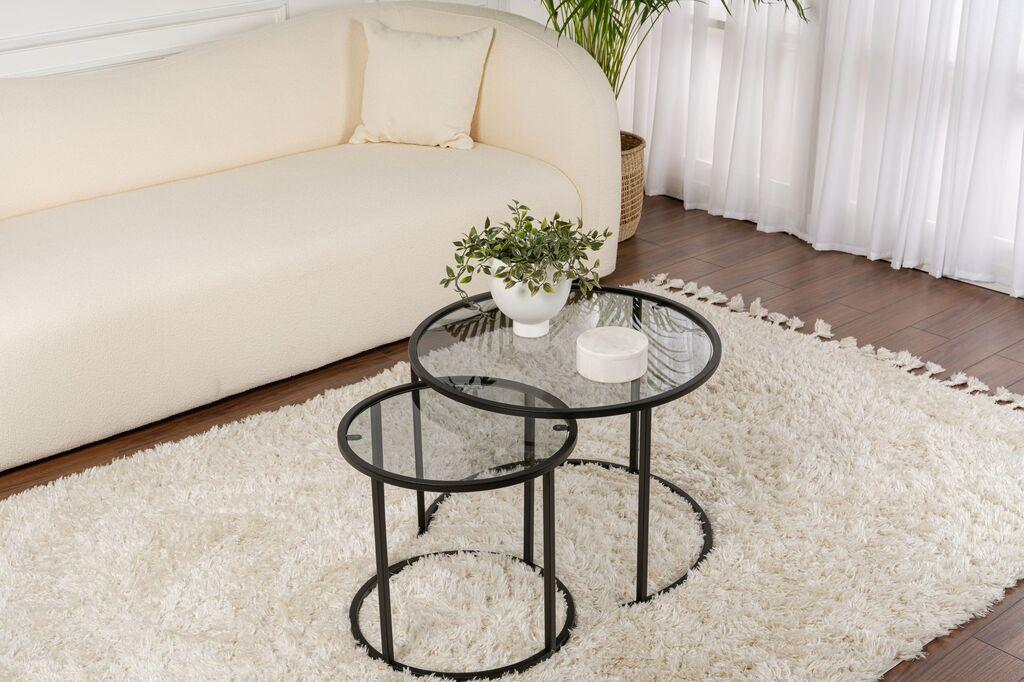 Nordure Klub sto-set Aurum, 42x39x42cm, 60x43x60cm, 2 komada, Crni