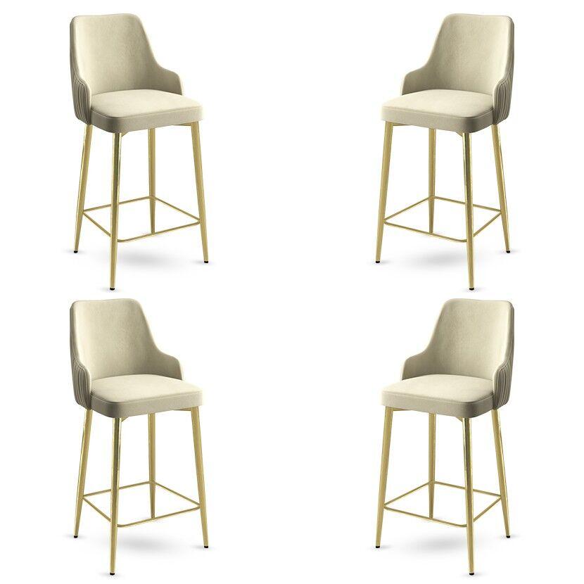 Hanah Home set barskih stolica Enox, 4 dijela, krem-zlatna