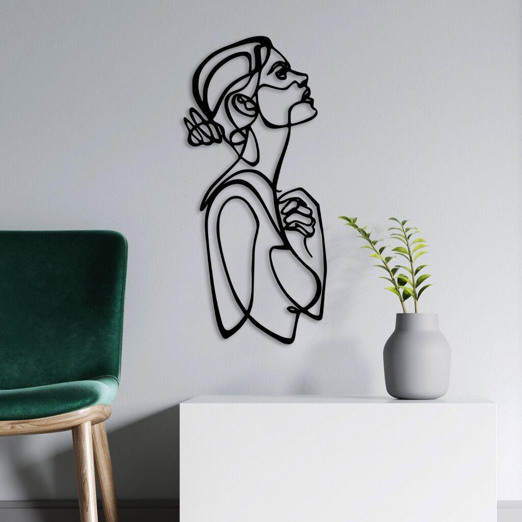 Wallity Zidna dekoracija Portret v2, 70x32 cm, 1,5 mm, Crna