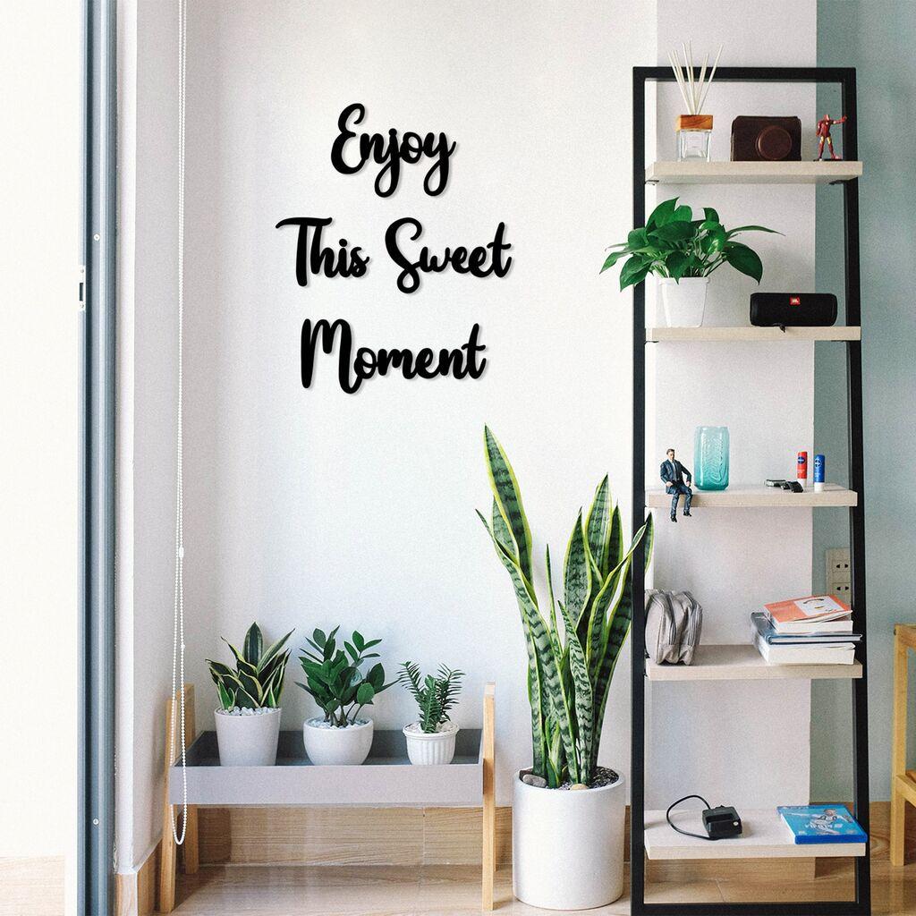 Wallity Set zidnih ukrasa Enjoy This Sweet Moment, 3 mm, 4 komada, crni