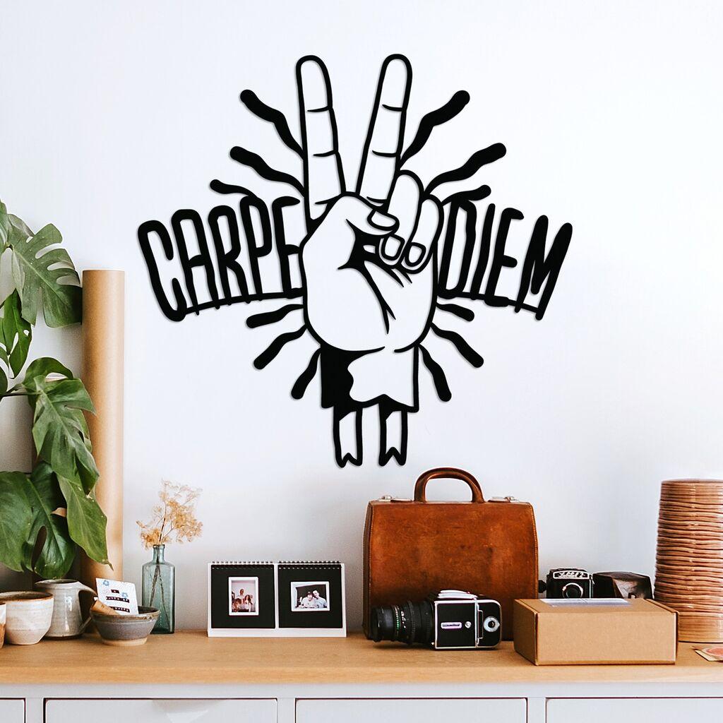 Wallity Zidna dekoracija Carpe Diem 2, 56x54cm, Crna
