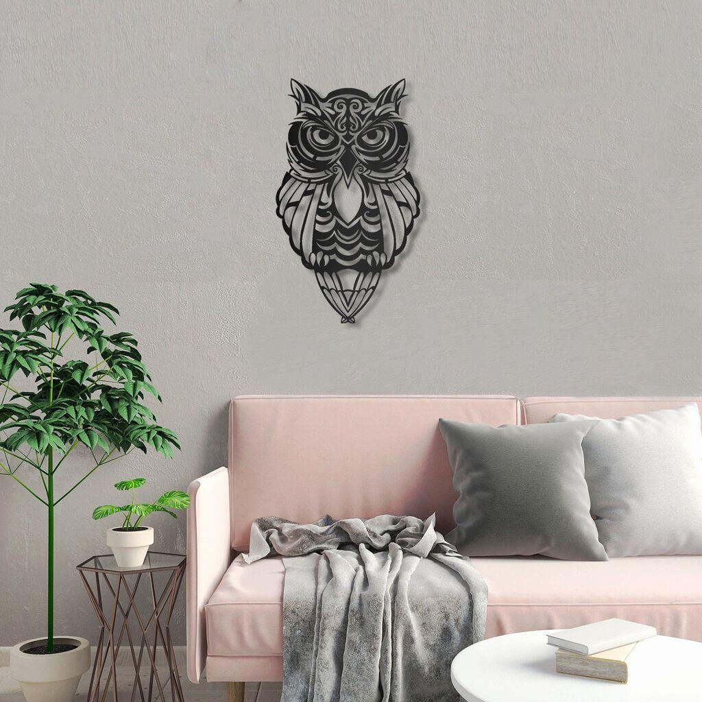 Wallity Zidna dekoracija Sova, 42x70cm, Crna
