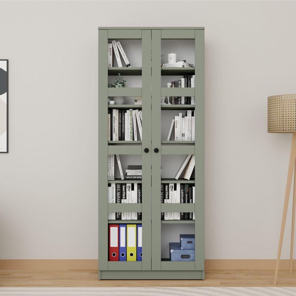Hanah Home Multifunkcionalni ormar Lucas Glass 1600-76, 80x190 cm, Maslinasta