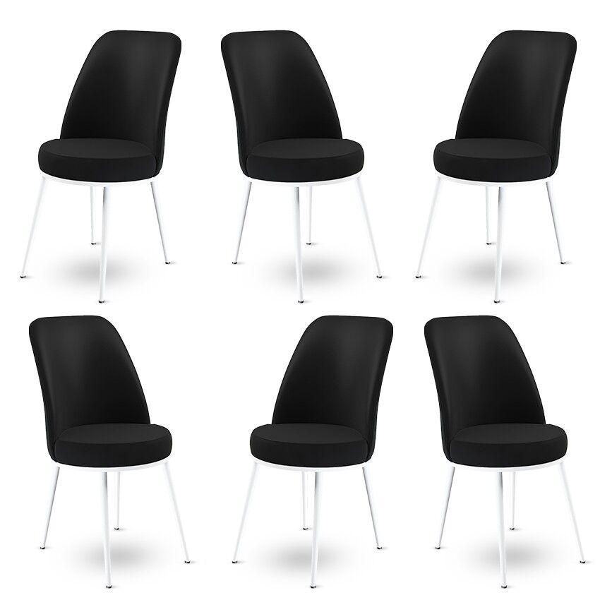 Hanah Home Dexa set stolica, 45x89x42 cm, 6 dijelova, Crno-bijela