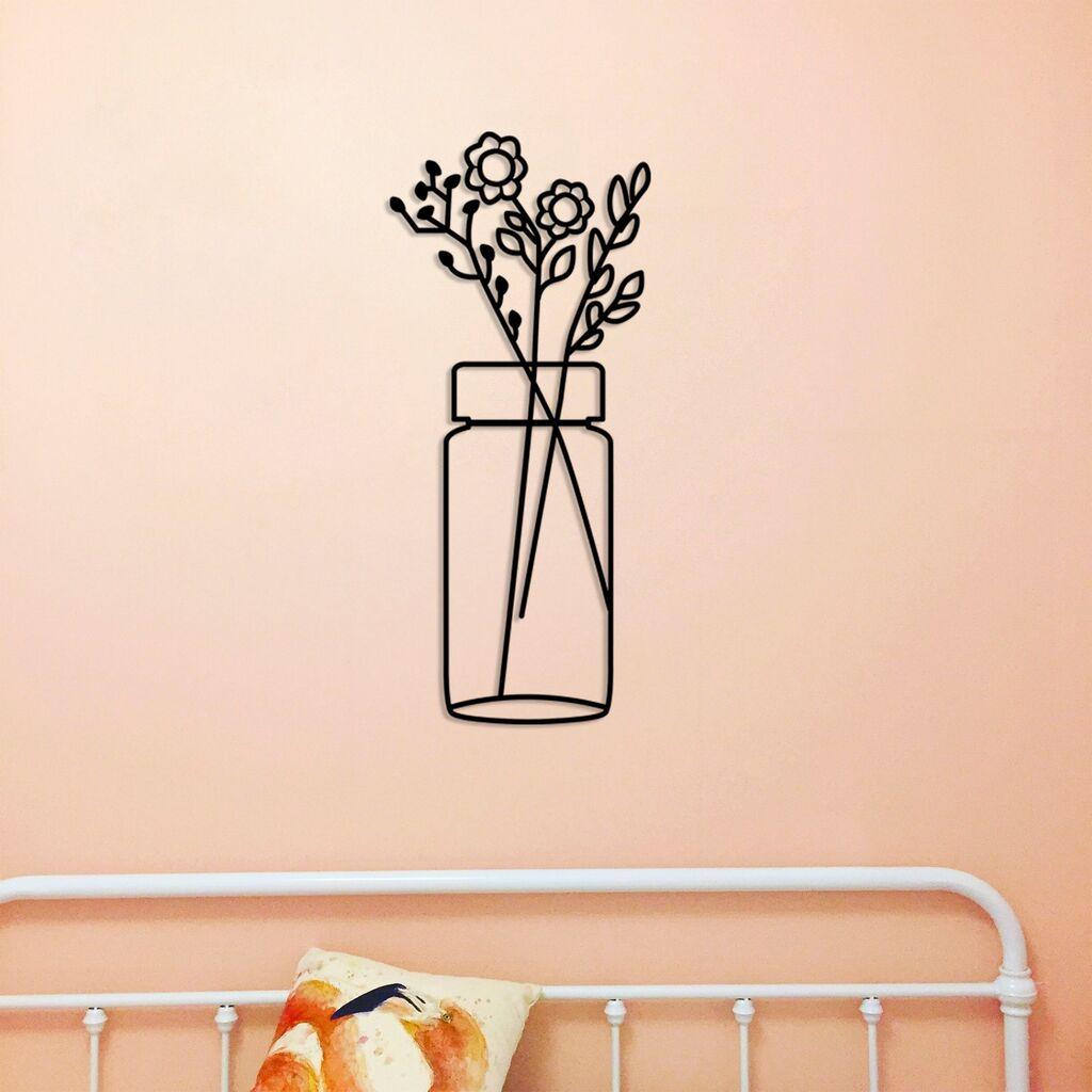 Wallity Zidna dekoracija Cvijet 5, 58x61 cm, 1,5 mm, Crna