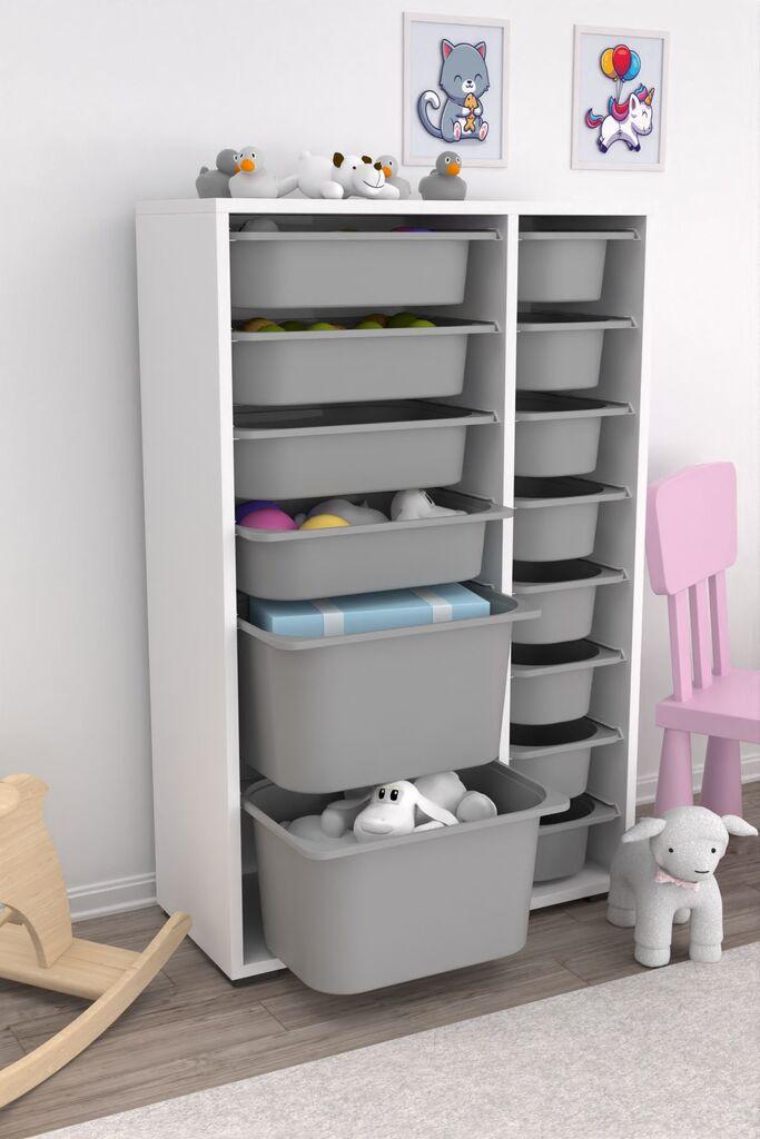 Hanah Home Višenamjenska komoda Rine 2D4K8U v2, 69,5 x109 x30 cm, Sivo-bijela