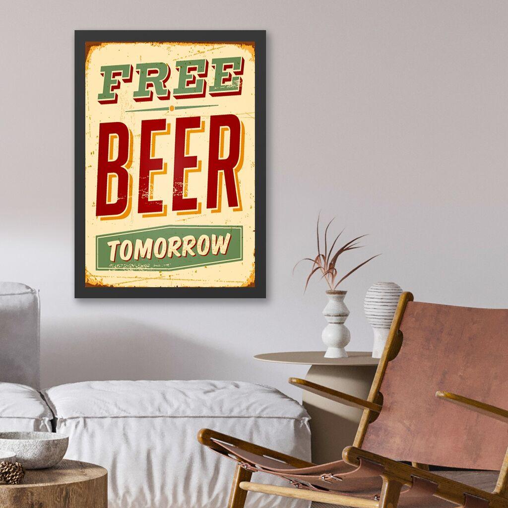 Wallity Uokvirena slika Besplatno pivo, 35x45 cm