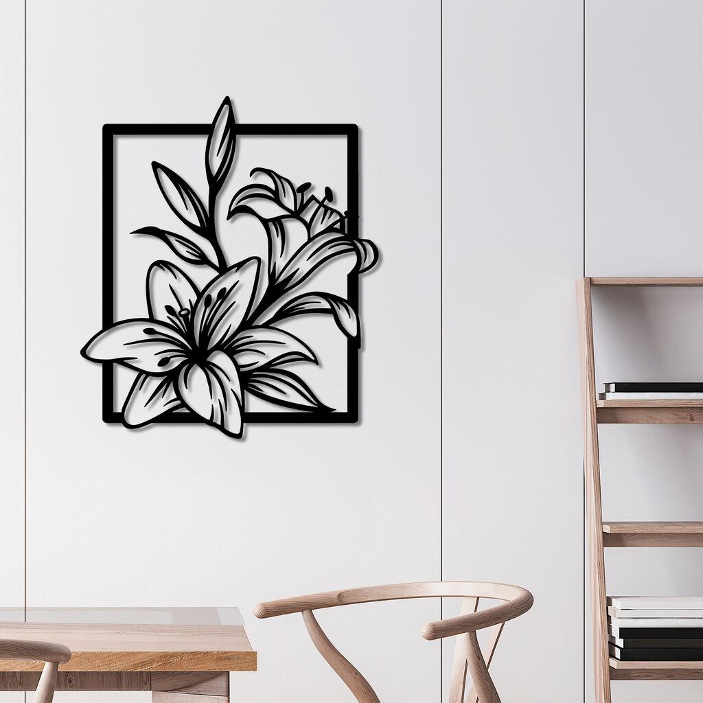 Wallity Zidna dekoracija Ljiljan, 74x85 cm, 1,5 mm, Crna
