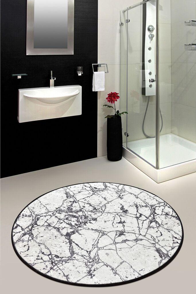 L'essentiel Maison Mermer tepih za kupatilo, 140cm, bijelo-crni