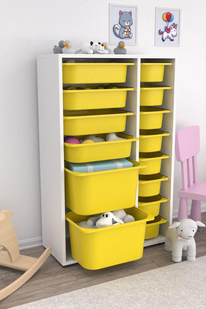 Hanah Home Višenamjenska komoda Rine 2D4K8U v2, 69,5 x109 x30 cm, Bijelo-žuta
