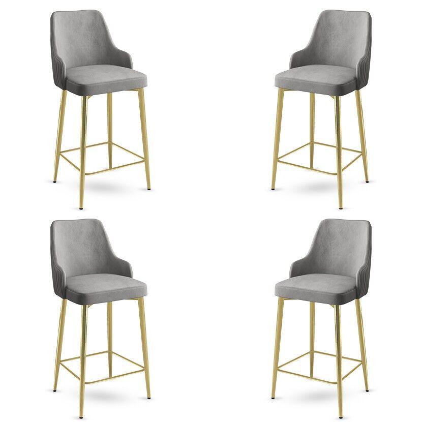 Hanah Home set barskih stolica Enox, 4 dijela, sivo-zlatna