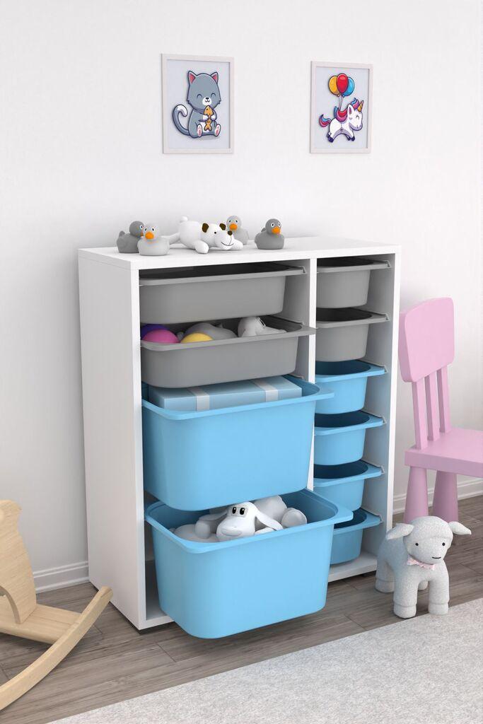 Hanah Home Višenamjenska komoda Zen 2D2K6U, 69,5 x83 x30 cm, Bijelo-plavo-siva