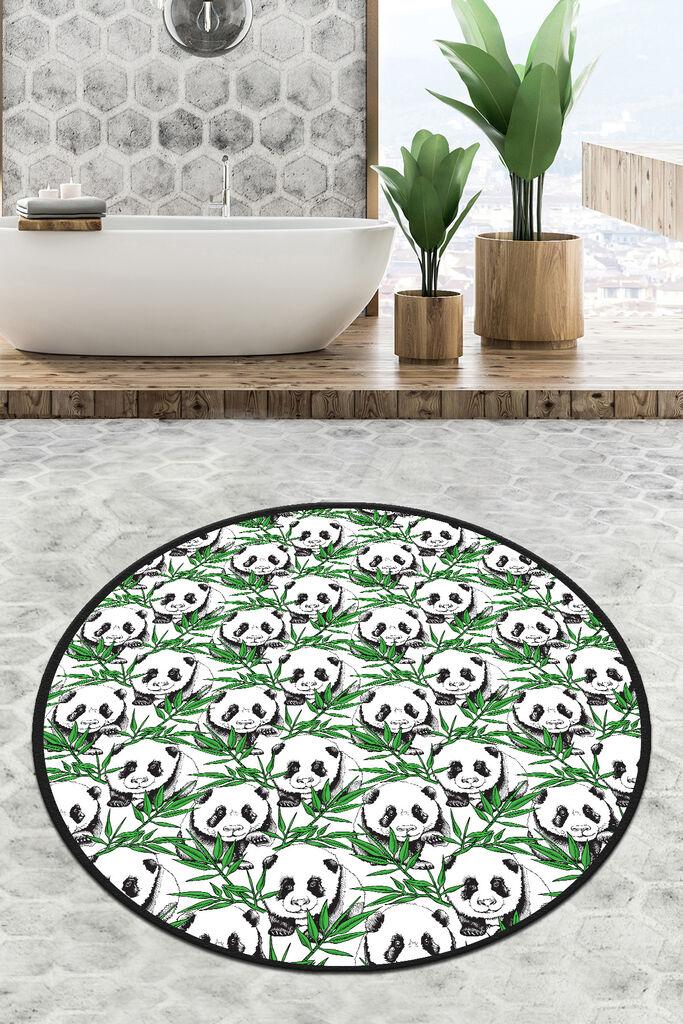 L'essentiel Maison Green Panda prostirka za kupatilo, 100cm, zeleno-bijela