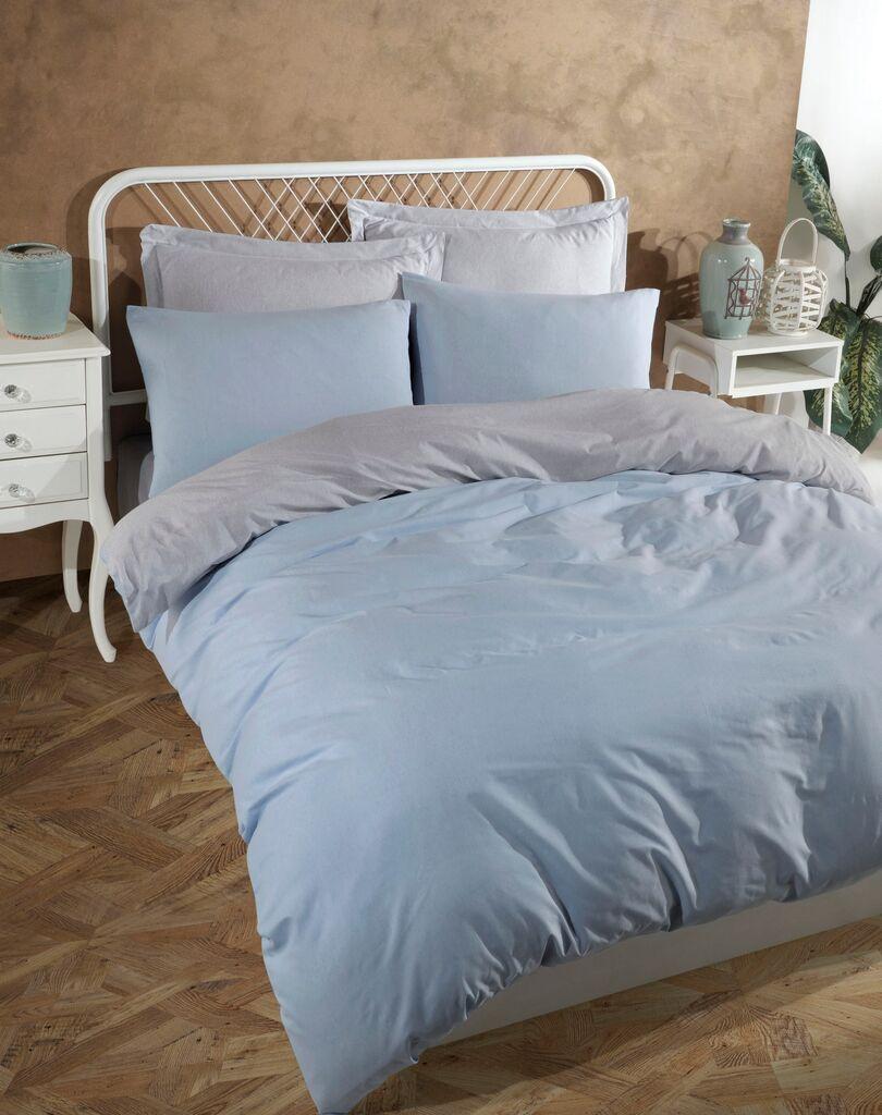 L'essentiel Maison Set posteljine Solid, 200x220 cm, plavo-siva