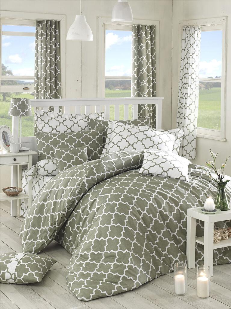 L'Essentiel Maison Ranforce krevetni set Madalyon, maslinasto bijela
