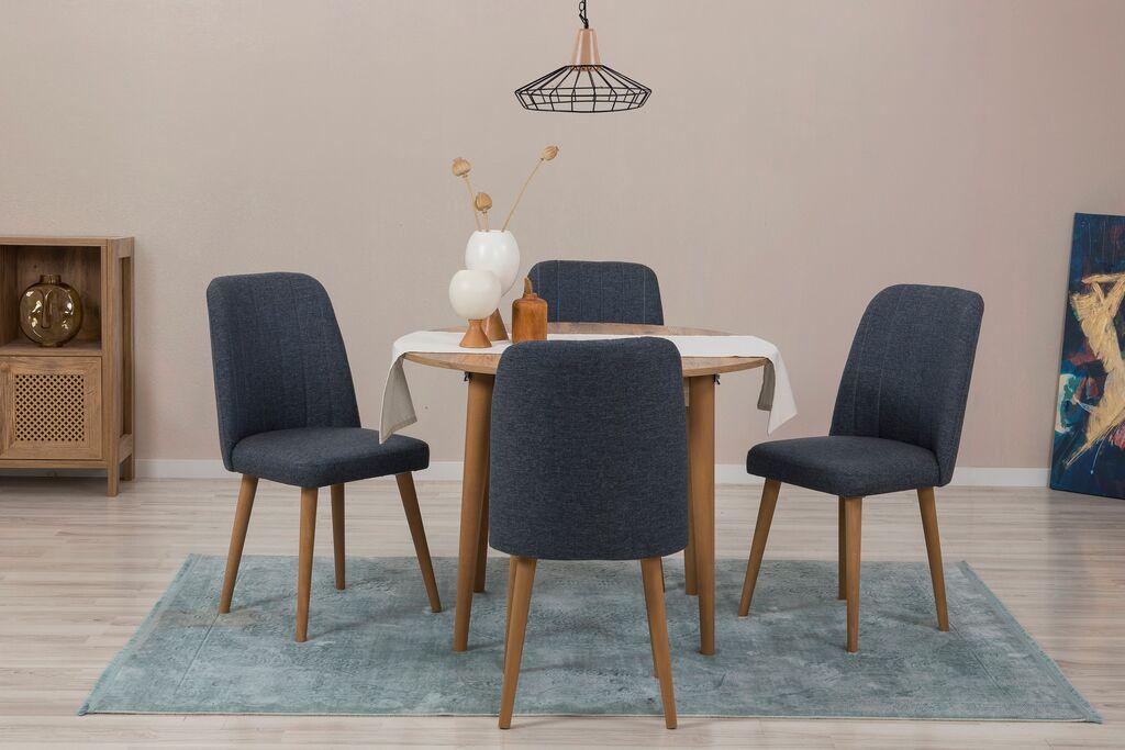Hanah Home Set Trpezarijski sto i 4 trpezarijske stolice Vina 1048, Teget