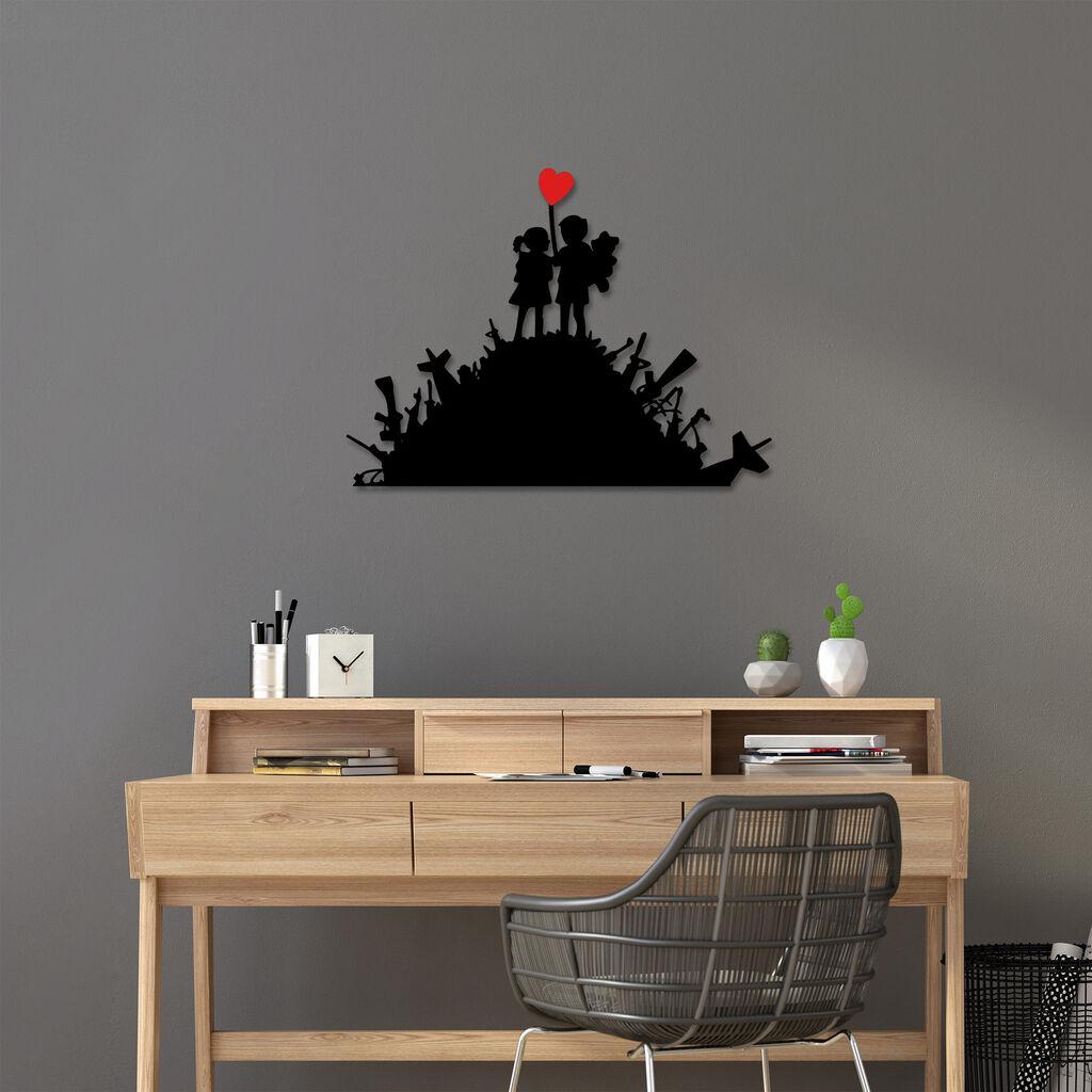 Zidna dekoracija Banksy-1, 52x70 cm, 1,5 mm, crno-crvena