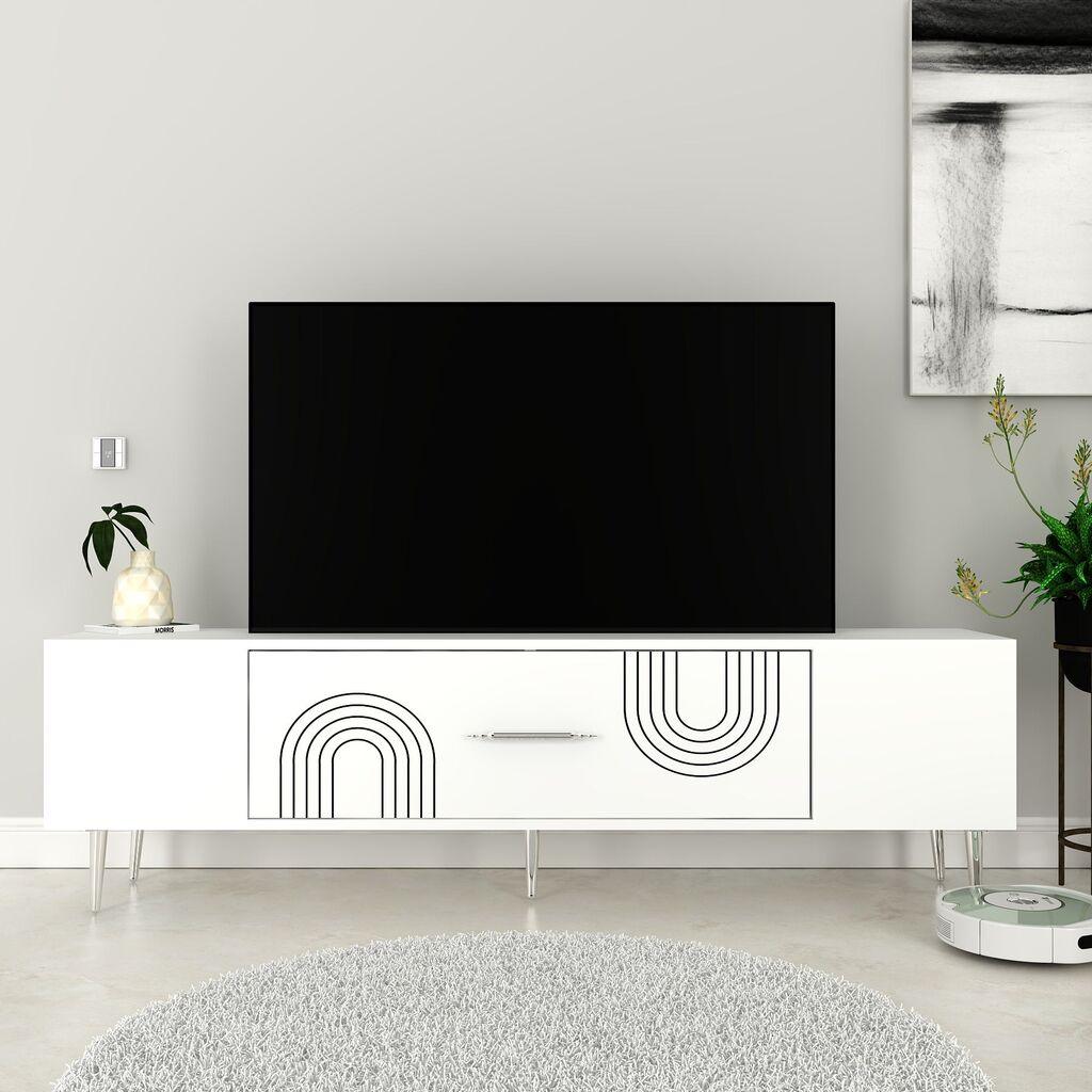 Hanah Home TV komoda Dekol2, 150x48,2x29,6 cm, Bijelo-srebrna