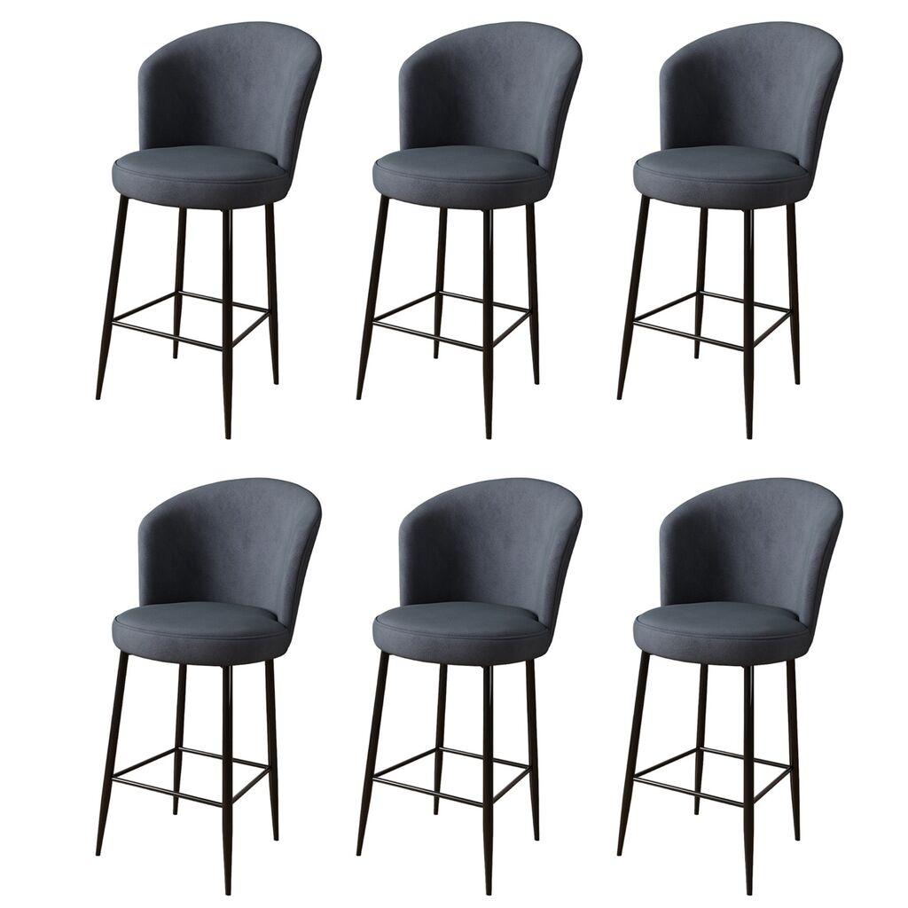 Hanah Home Set barskih stolica Fora, 6 dijelova, antracit-crna