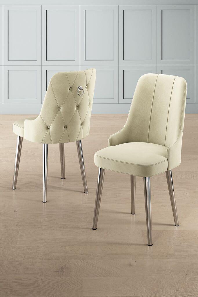 Hanah Home Newa set stolica, 46x94x46 cm, 4 dijela, srebrno-krem boja