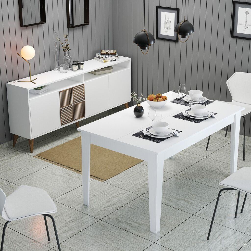 Hanah Home Set trpezarijski sto i komoda Milan 527, 2 komada, Bijeli