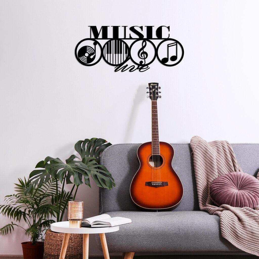 Wallity Zidna dekoracija Music-467, 70x29 cm, 1,5 mm, Crna