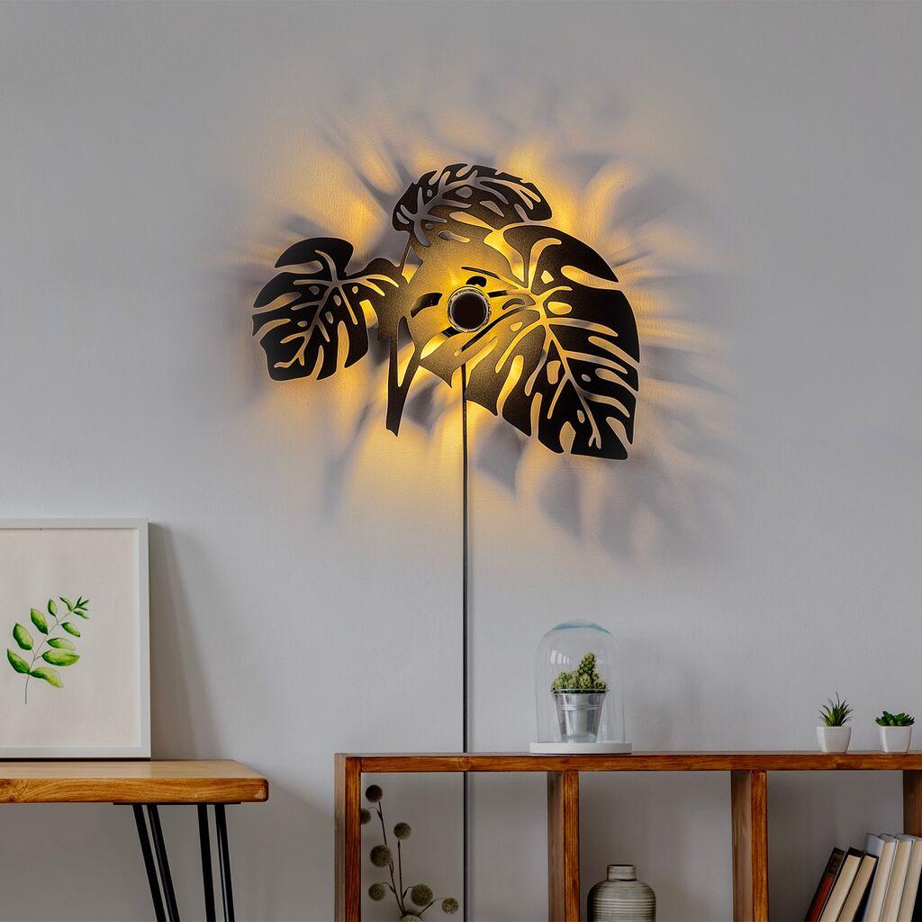 Opviq zidna lampa Leaves, crna