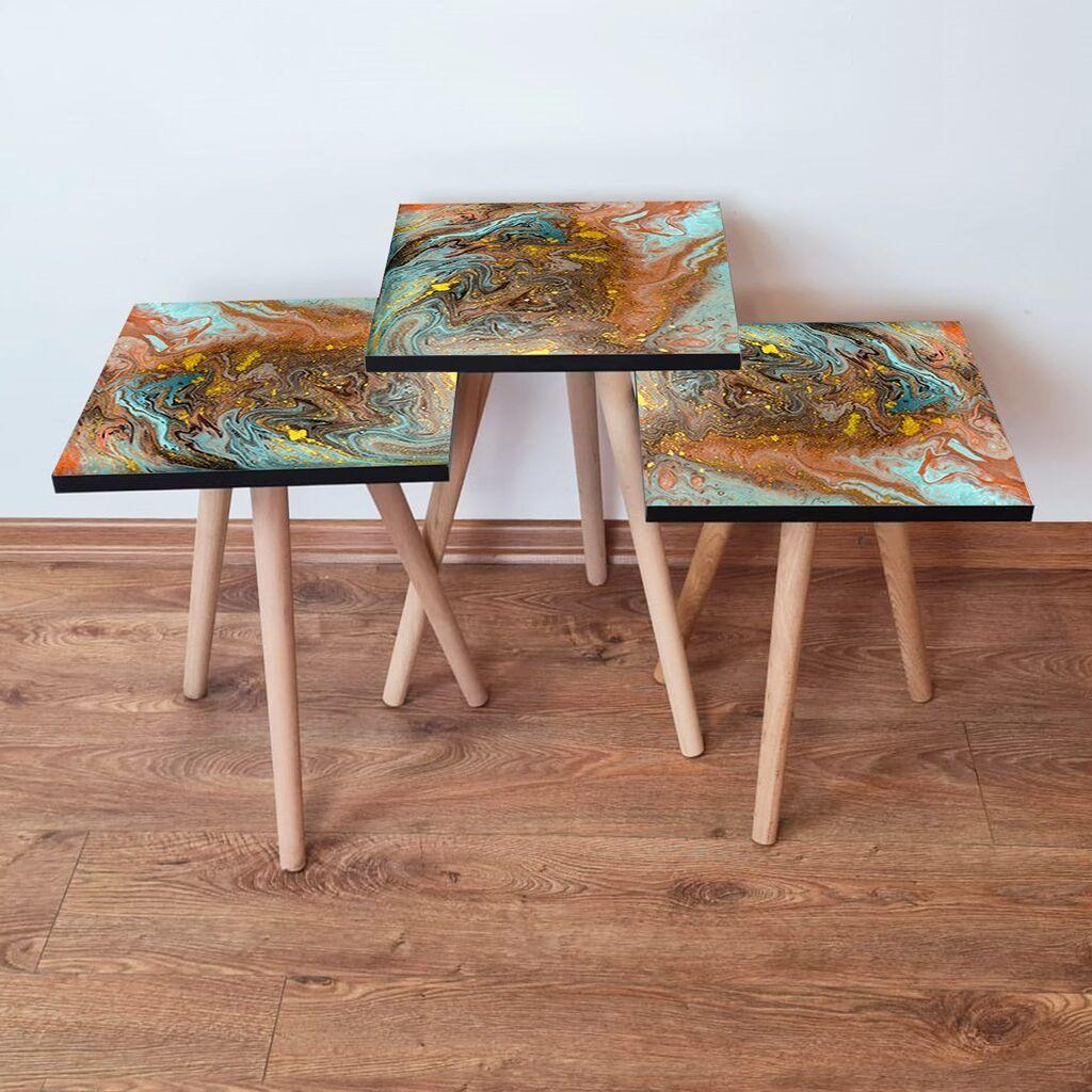 Hanah Home set stolića za kafu 3Shp280, 3 dijela, šareni