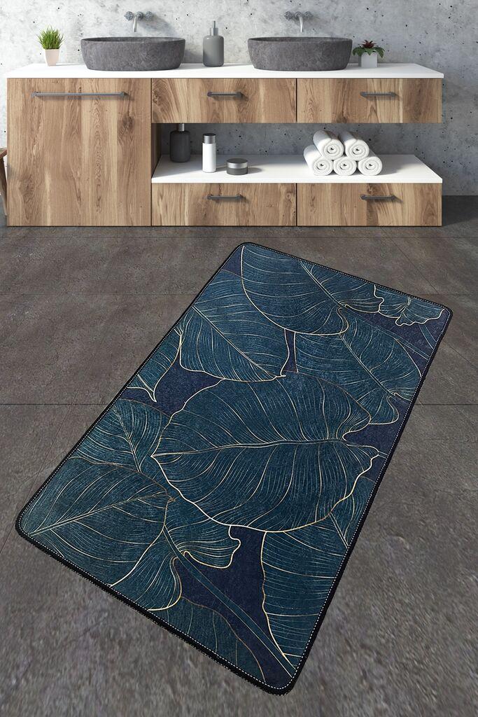 L'essentiel Maison Kupaonski tepih zelena, 70x120 cm, 100% poliester, tamnoplava