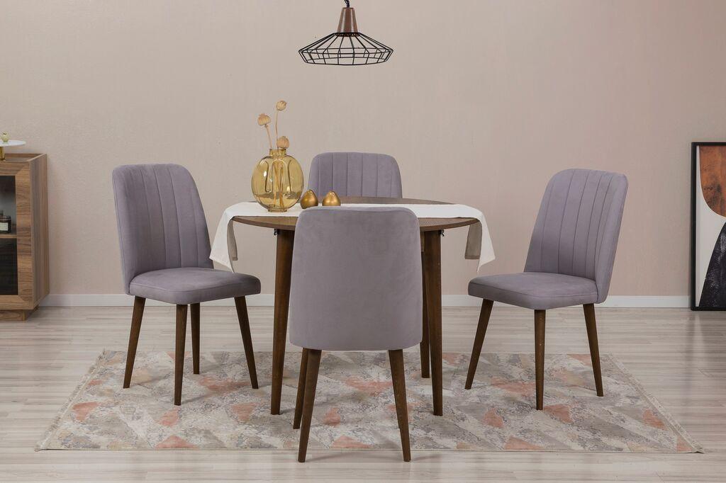 Hanah Home Set Trpezarijski sto i 4 trpezarijske stolice Vina 0701, Siva