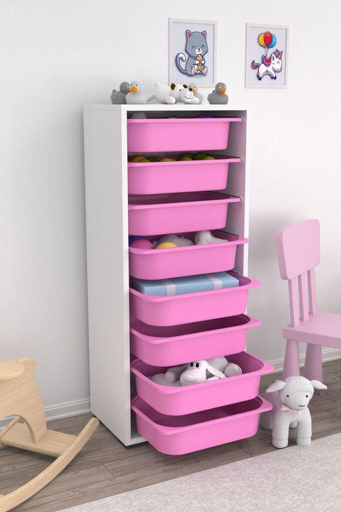 Hanah Home Višenamenska komoda Cara 8N, 45.5 x30 x109 cm, Bijelo-roze