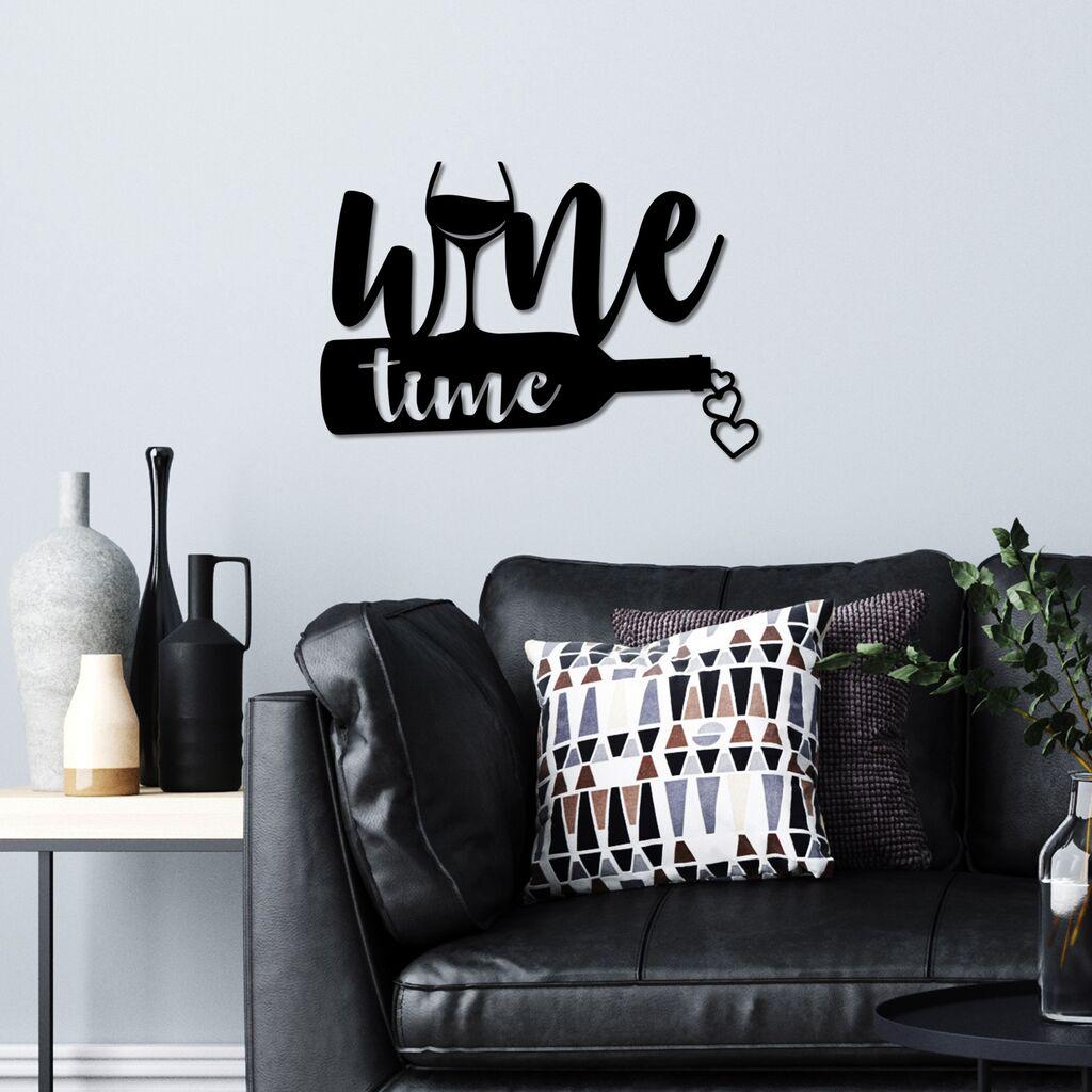 Wallity Zidna dekoracija Vrijeme za vino, 54 x 37 cm, Crna