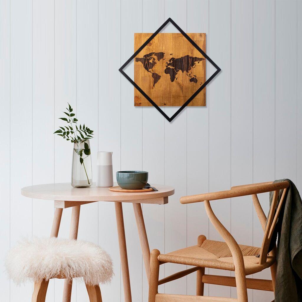 Wallity Zidna dekoracija Svijet 2, 54x54 cm, Smeđa boja