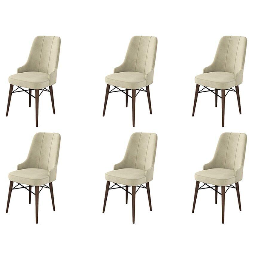 Hanah Home Pare set stolica, 46x94x46 cm, 6 dijelova, krem-smeđa